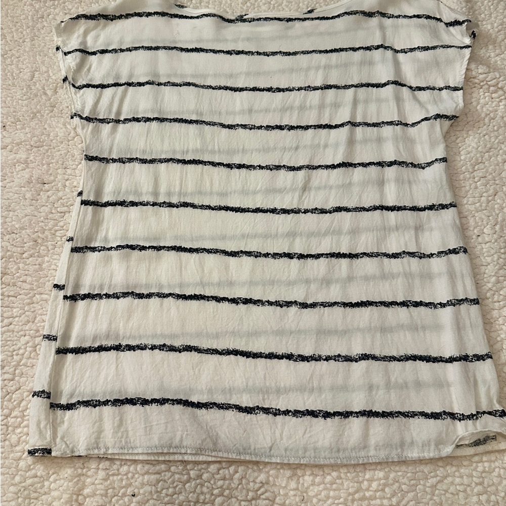 Final Touch Navy and White Striped Tee Size S